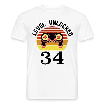 Level 34 unlocked 34 Birthday 34 years old - Men's T-Shirt - white - Front - AI Model Male 178 dark (178cm)