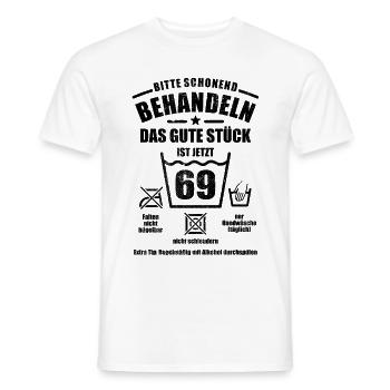 Schonend behandeln - 69. Geburtstag Geschenk - Männer T-Shirt - Weiß - Vorne - AI Model Male 178 dark (178cm)