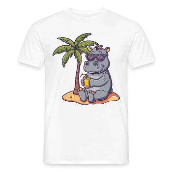 Palmier d’été de l’île Hippopotamus - T-shirt homme - blanc - Devant - AI Model Male 178 dark (178cm)