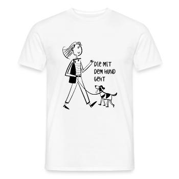 Die mit dem Hund geht - Gassi gehen - Geschenk - Männer T-Shirt - Weiß - Vorne - AI Model Male 178 dark (178cm)