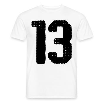 13 Zahl Trikot - Männer T-Shirt - Weiß - Vorne - AI Model Male 178 dark (178cm)
