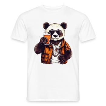 Panda Beer Beer Bear Funny Humor Party Celebrate - Men's T-Shirt - white - Front - AI Model Male 178 dark (178cm)