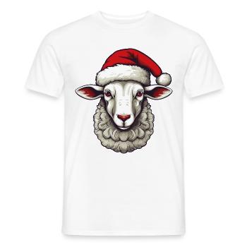 Sheep Head Lamb Christmas Portrait - Men's T-Shirt - white - Front - AI Model Male 178 dark (178cm)