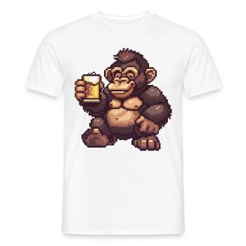 Gorille Bière Pixel - T-shirt homme - blanc - Devant - AI Model Male 178 dark (178cm)