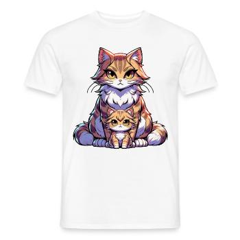 Famille de chats mignons avec maman et chaton – - T-shirt homme - blanc - Devant - AI Model Male 178 dark (178cm)