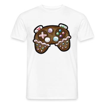 Pain d’épice Contrôleur Gamer Noël humour - T-shirt homme - blanc - Devant - AI Model Male 178 dark (178cm)