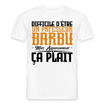 professeur barbu, citations barbe, cadeau Idée - T-shirt homme - blanc - Devant - AI Model Male 178 dark (178cm)