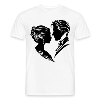 Silhouette de mariage de couple marié - T-shirt homme - blanc - Devant - AI Model Male 178 dark (178cm)
