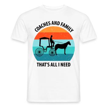 Calèche de cocher Calèche tirée par des chevaux Calèche - T-shirt homme - blanc - Devant - AI Model Male 178 dark (178cm)