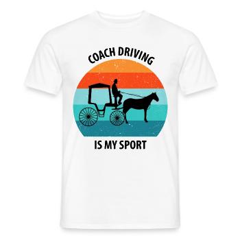Calèche de cocher Calèche tirée par des chevaux Calèche - T-shirt homme - blanc - Devant - AI Model Male 178 dark (178cm)