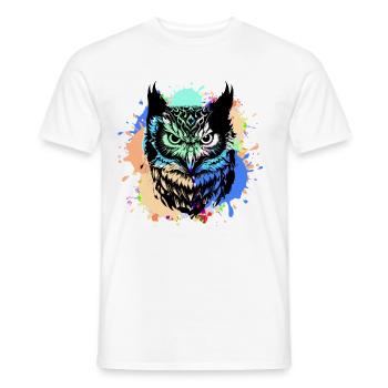 eule,graffiti,malerei,bunt, Aquarell - Männer T-Shirt - Weiß - Vorne - AI Model Male 178 dark (178cm)