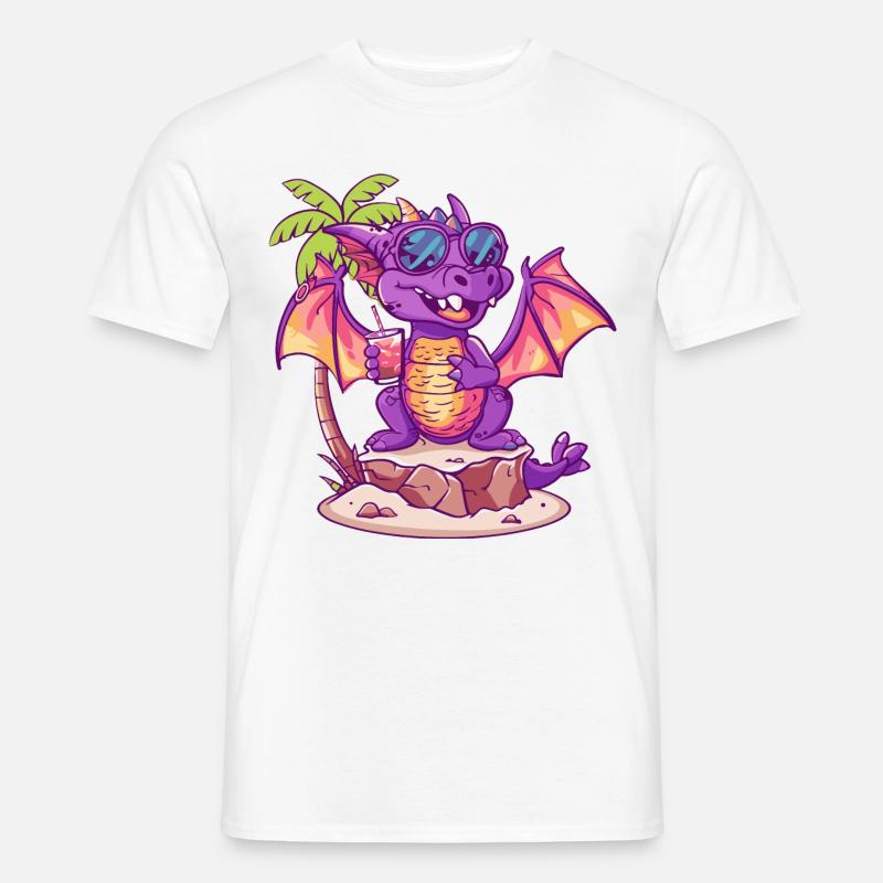 Drache Sommer Strand Comic - Männer T-Shirt - Weiß