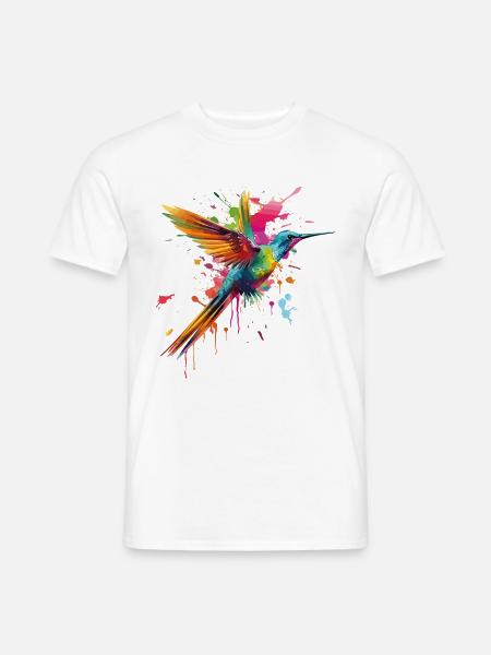 Kolibri Vogel Tier Kunst Aquarell Splash Bunt - Männer T-Shirt - Weiß