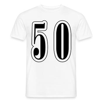 50 Number symbol - Men's T-Shirt - white - Front - AI Model Male 178 dark (178cm)