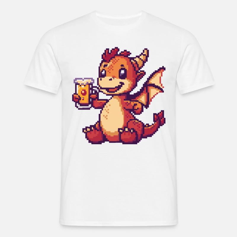 Drache Bier Pixel - Männer T-Shirt - Weiß