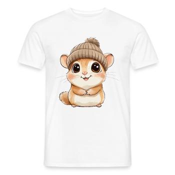 Hamster mignon mignon bébé enfants animal dessin animé - T-shirt homme - blanc - Devant - AI Model Male 178 dark (178cm)