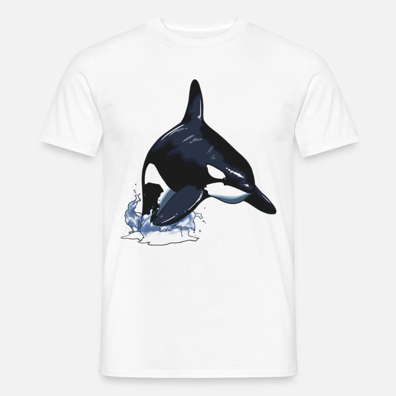 Orques orque baleine à épée saut - T-shirt homme - blanc