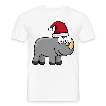 Bande dessinée de Noël Rhinocéros - T-shirt homme - blanc - Devant - AI Model Male 178 dark (178cm)