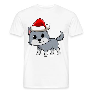Wolf Comic Christmas - Men's T-Shirt - white - Front - AI Model Male 178 dark (178cm)