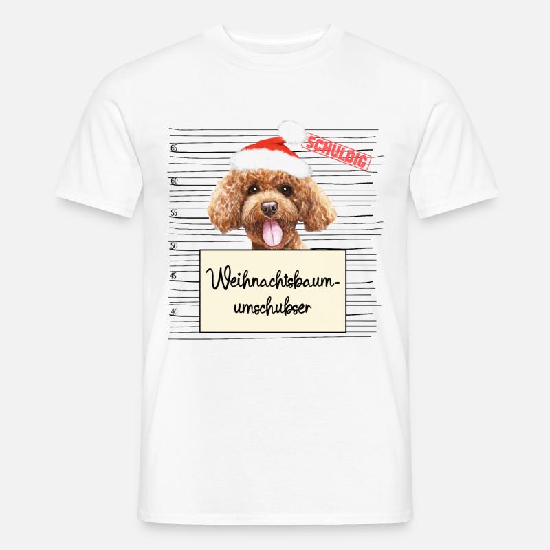 Weihnachtsbaum Umschubser Pudel - Männer T-Shirt - Weiß
