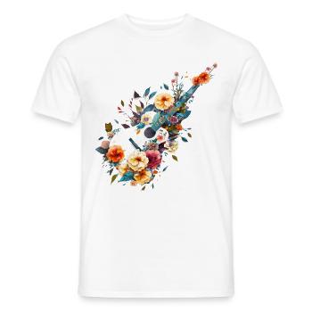 Guitare avec des fleurs - T-shirt homme - blanc - Devant - AI Model Male 178 dark (178cm)