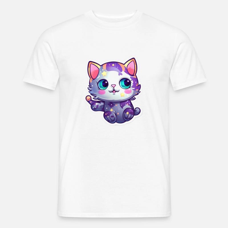 a cute space kitty - Männer T-Shirt - Weiß