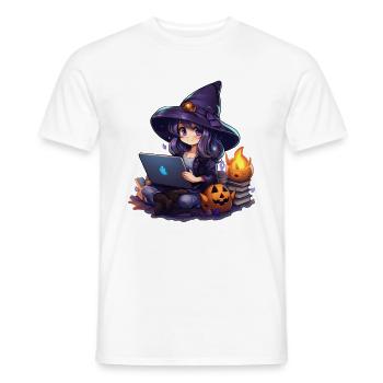 "Witchy Magic: Adorable Cartoon Craving" - Men's T-Shirt - white - Front - AI Model Male 178 dark (178cm)