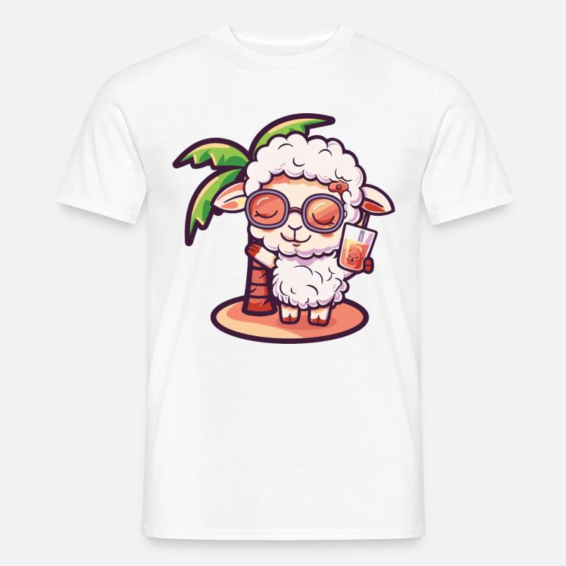Schaf Sommer Strand Comic - Männer T-Shirt - Weiß