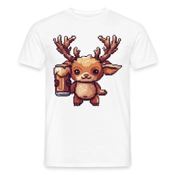 Cerf Bière Pixel - T-shirt homme - blanc - Devant - AI Model Male 178 dark (178cm)