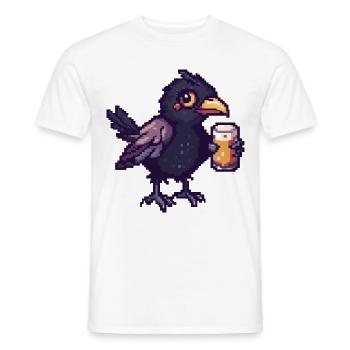 Rabe Krähe Bier Pixel - Männer T-Shirt - Weiß - Vorne - AI Model Male 178 dark (178cm)