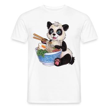 Niedlicher Großer Panda mit Ramen Nudeln Geschenk - Männer T-Shirt - Weiß - Vorne - AI Model Male 178 dark (178cm)