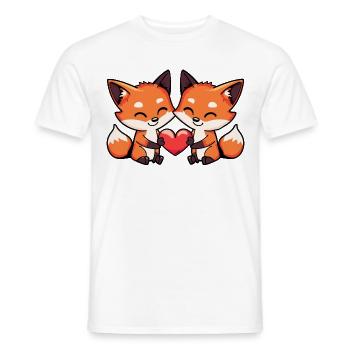Fuchs Paar Herz - Männer T-Shirt - Weiß - Vorne - AI Model Male 178 dark (178cm)