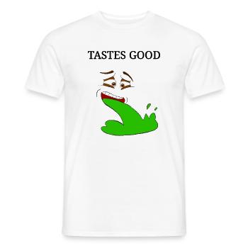 funny saying, puking design with inscription - Men's T-Shirt - white - Front - AI Model Male 178 dark (178cm)