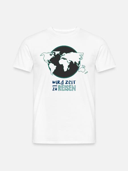 wird Zeit zu reisen Logo - Männer T-Shirt - Weiß