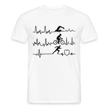 Triathlon heartbeat swimming running cycling - Men's T-Shirt - white - Front - AI Model Male 178 dark (178cm)