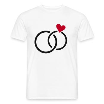 Mariage Mariage mariage mariage alliance couples bague coeur - T-shirt homme - blanc - Devant - AI Model Male 178 dark (178cm)