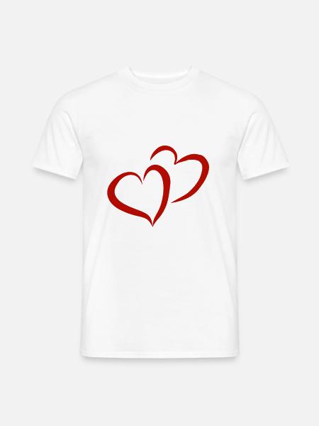 Harten Valentijnsdag Bruiloft Hart Liefde Paar Liefde - Heren T-shirt - wit
