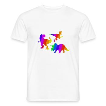 T-Rex Rainbow Dino Tyrannosaurus Triceratops - Men's T-Shirt - white - Front - AI Model Male 178 dark (178cm)