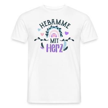 Hebamme mit Herz Geschenk - Männer T-Shirt - Weiß - Vorne - AI Model Male 178 dark (178cm)