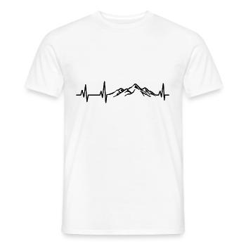 Mountain heartbeat hiking mountains mountaineering mountain range - Men's T-Shirt - white - Front - AI Model Male 178 dark (178cm)
