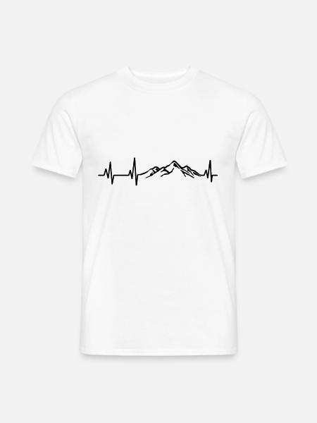 Berg Herzschlag Wandern Berge Bergsteigen Gebirge - Männer T-Shirt - Weiß