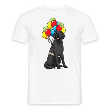 Flat Coated Retriever Dog with Balloons - Men's T-Shirt - white - Front - AI Model Male 178 dark (178cm)