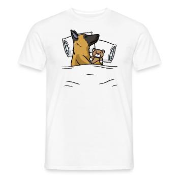 Belgian Malinois Dog With Plush Toy - Men's T-Shirt - white - Front - AI Model Male 178 dark (178cm)
