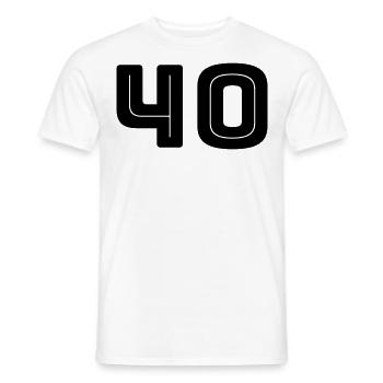 Numéro 40 - Anniversaire - Numéro de maillot - T-shirt homme - blanc - Devant - AI Model Male 178 dark (178cm)