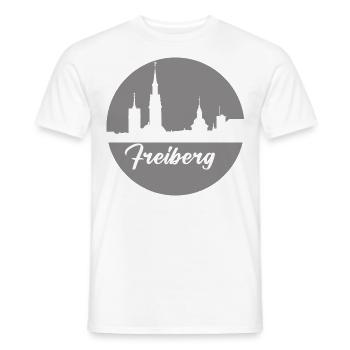 grau, skyline, kreis, scherenschnitt,freiberg - Männer T-Shirt - Weiß - Vorne - AI Model Male 178 dark (178cm)