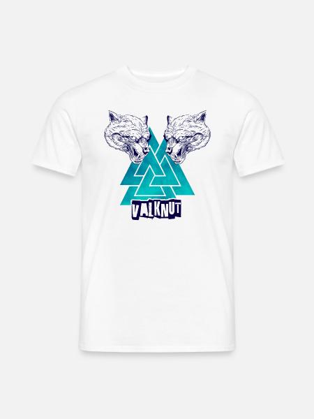 Valknut - symbole nordique Viking et tête animal - T-shirt homme - blanc