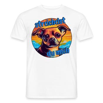 Süßes streichelst du mich Hund Design - Männer T-Shirt - Weiß - Vorne - AI Model Male 178 dark (178cm)
