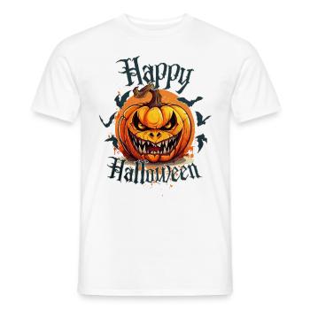 Happy Halloween Pumpkin Head Creepy Spooky - Men's T-Shirt - white - Front - AI Model Male 178 dark (178cm)