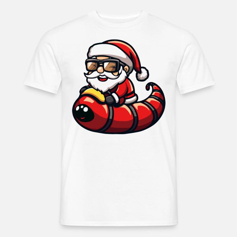 Wurm Weihnachtsmann Cartoon - Männer T-Shirt - Weiß