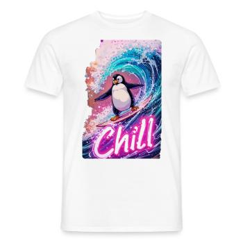 Pingouin surfeur - T-shirt homme - blanc - Devant - AI Model Male 178 dark (178cm)